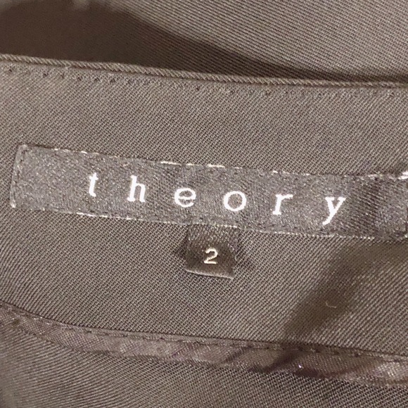 Theory Solid Black Double Split Hem Skirt Size 2 Office Work Career - Picture 10 of 12